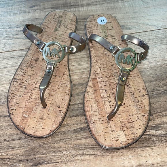 Michael Kors Shoes - Michael Kors Gold Flip Flops Size 11